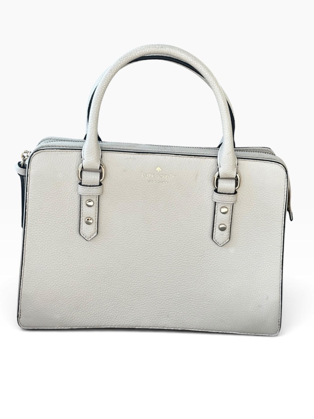 Kate Spade Mulberry Street Lise White Neutral Leather Satchel Crossbody Handbag